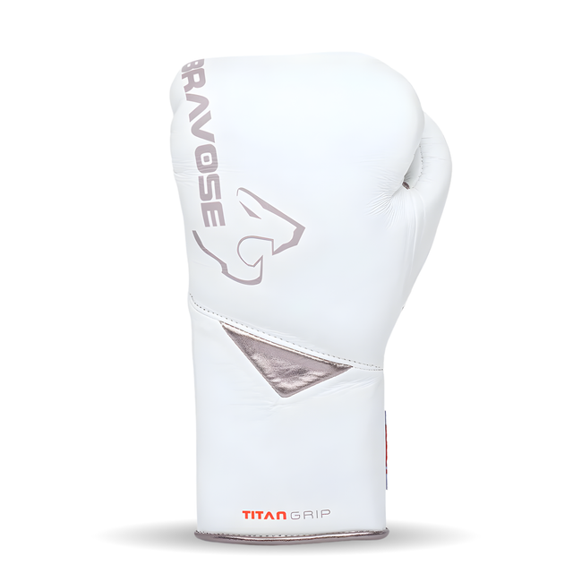 Bravose Titan Grip BBBOFC Horsehair Professional Fight Gloves White