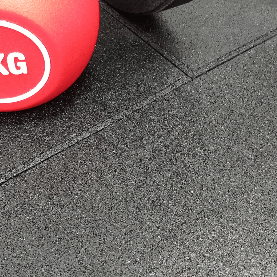 Sprung 30mm PRO Rubber Gym Floor Tiles - Heavy Duty - Black