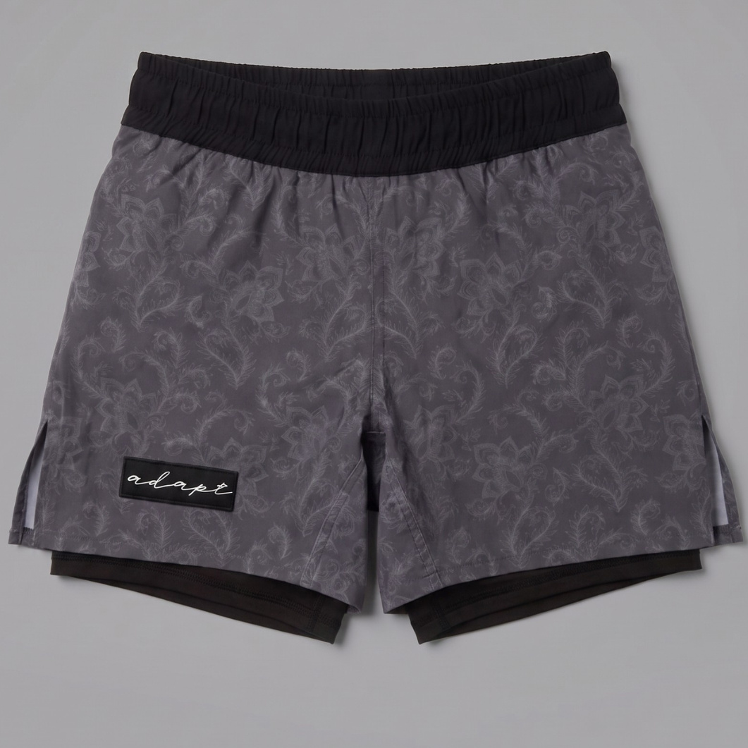 Adapt Jiu-Jitsu Dual-Layer Combination Shorts Dark Grey Paisley