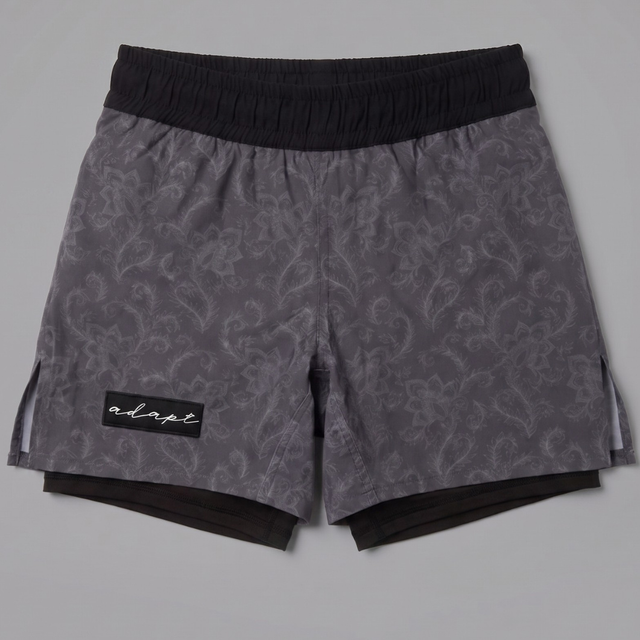Adapt Jiu-Jitsu Dual-Layer Combination Shorts Dark Grey Paisley