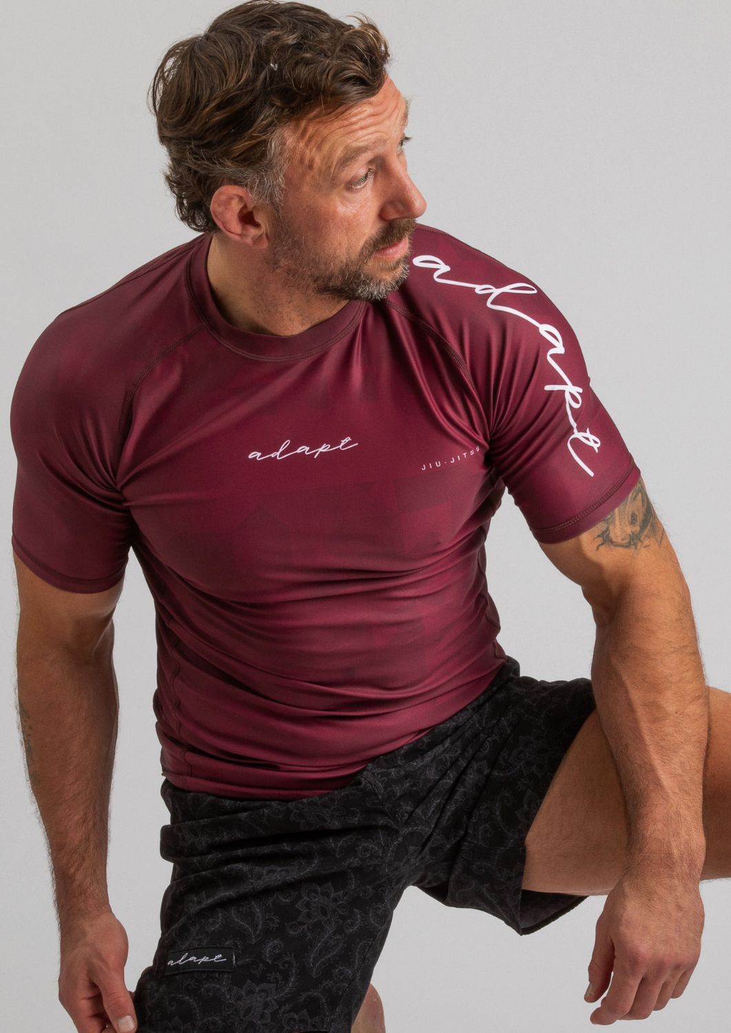Adapt Jiu-Jitsu Mens Prism Rash Guard Maroon