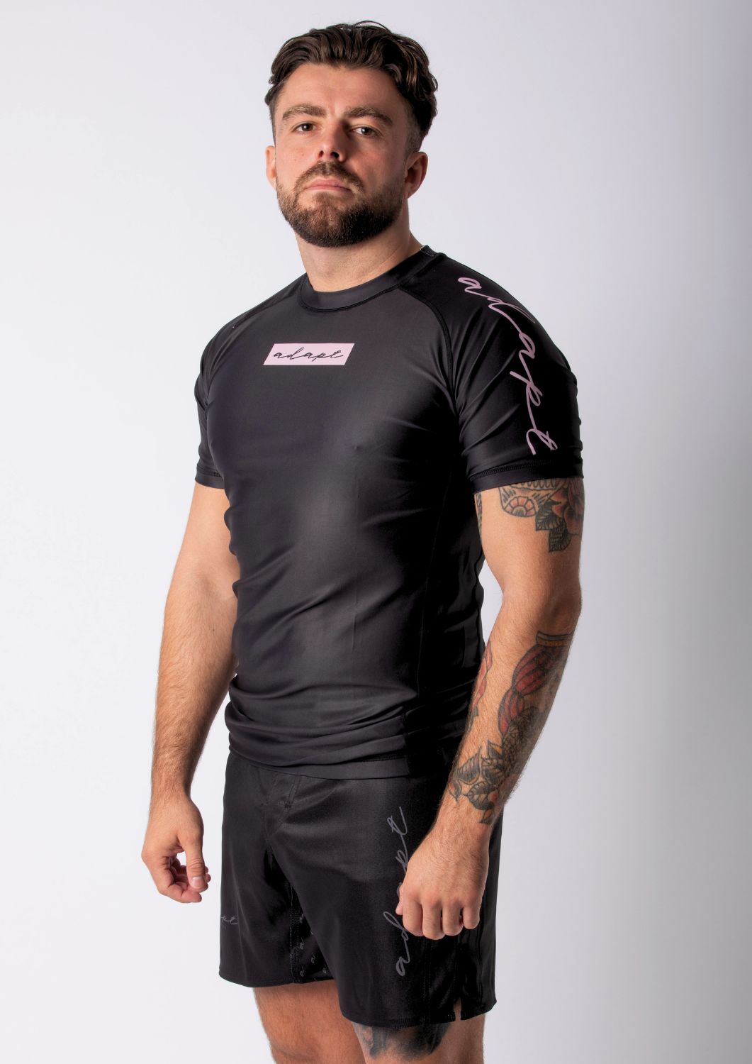 Adapt Jiu-Jitsu Mens Original Rash Guard Pink on Black