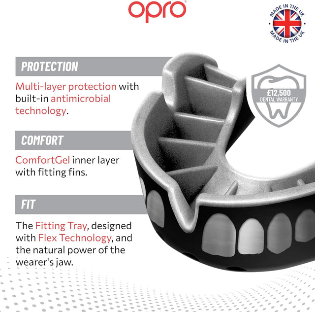 Opro Silver Grillz Self-Fit Mouth Guard Black/Silver
