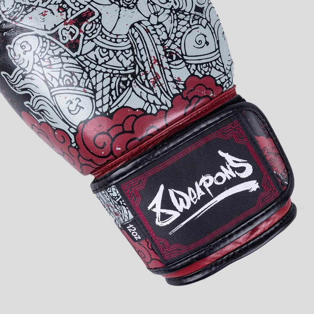 8 Weapons Hanuman Yant Boxing Gloves Black/Red