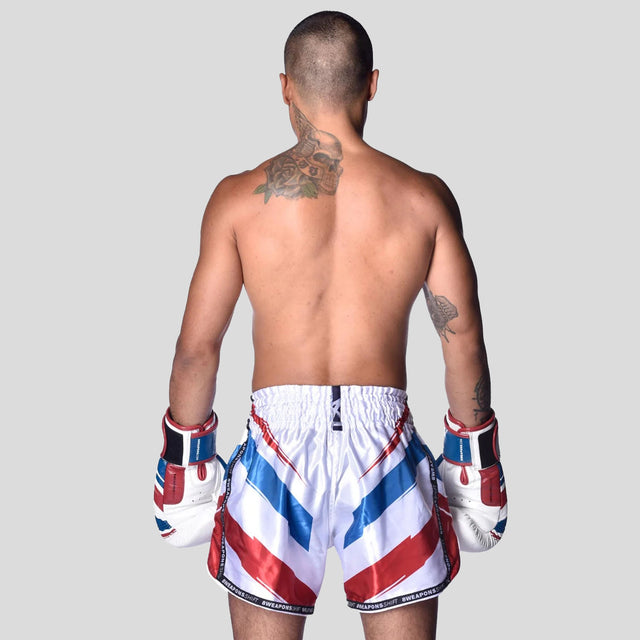 8 Weapons Shift Muay Thai Shorts White/Navy/Red