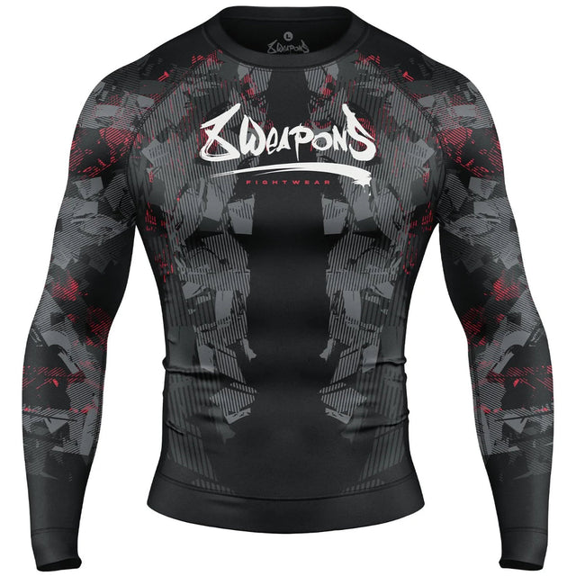 8 Weapons Hit 2.0 Long Sleeve Rash Guard Black/Red