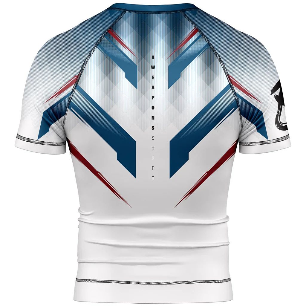 8 Weapons Cambio de protección de manga corta Guardia blanca/azul marino/rojo