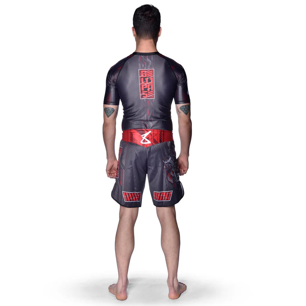 8 Weapons Samurai 2.0 Kurzarm Hautausschlagsschutz schwarz/rot