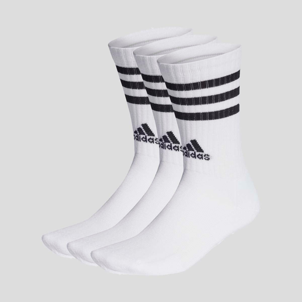 Adidas 3-λωρίδες μαξιλάρι κάλτσες πληρώματος λευκό