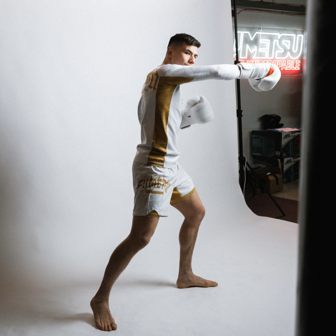 Alpha Pro MK2 Boxing Gloves White Photoshoot 7