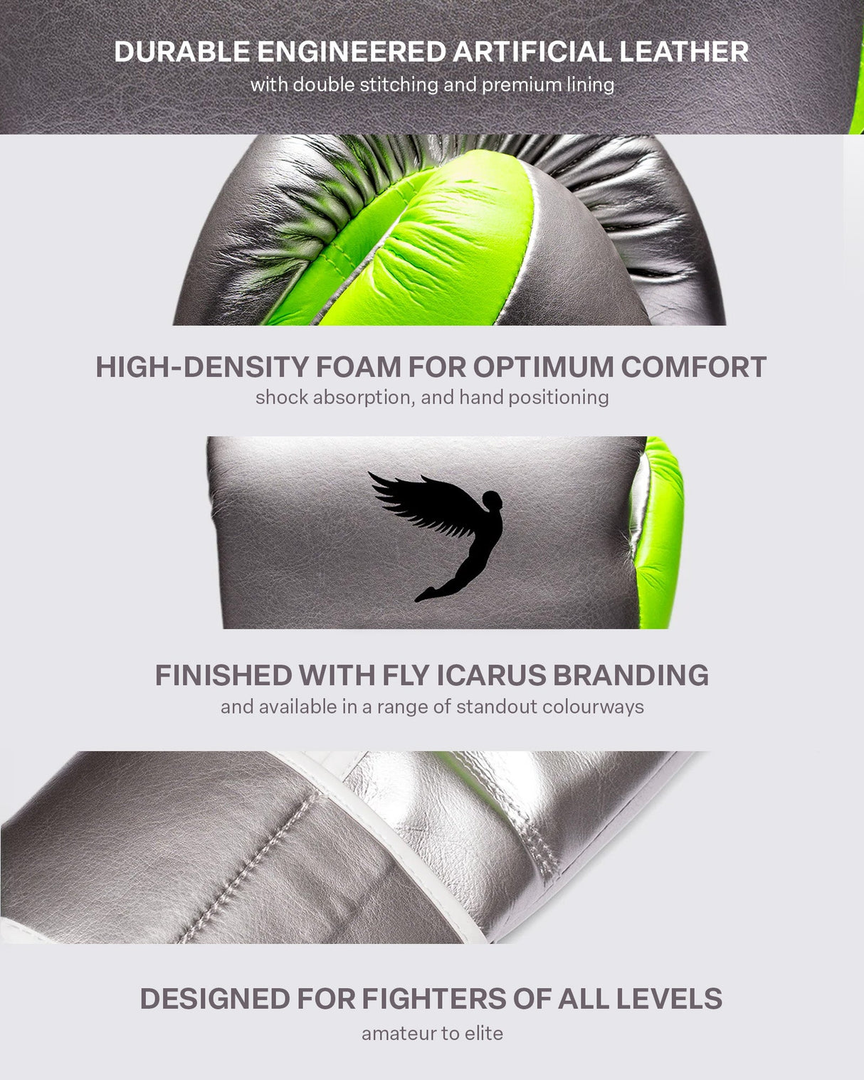 Fly Superloop Pro X 2 Boxing Gloves Silver/Neon