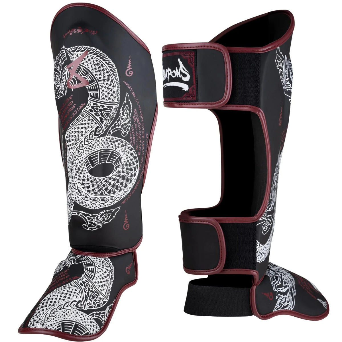 8 Weapons Sak yant Naga Shin Guards Schwarz
