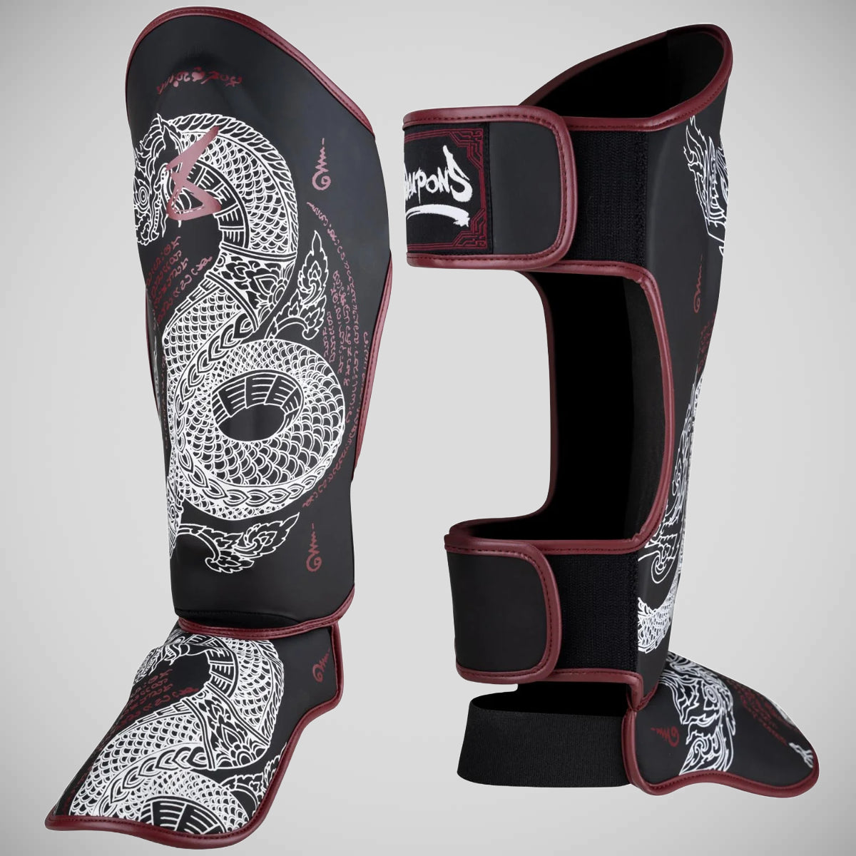 8 Weapons Sak yant Naga Shin Guards Schwarz