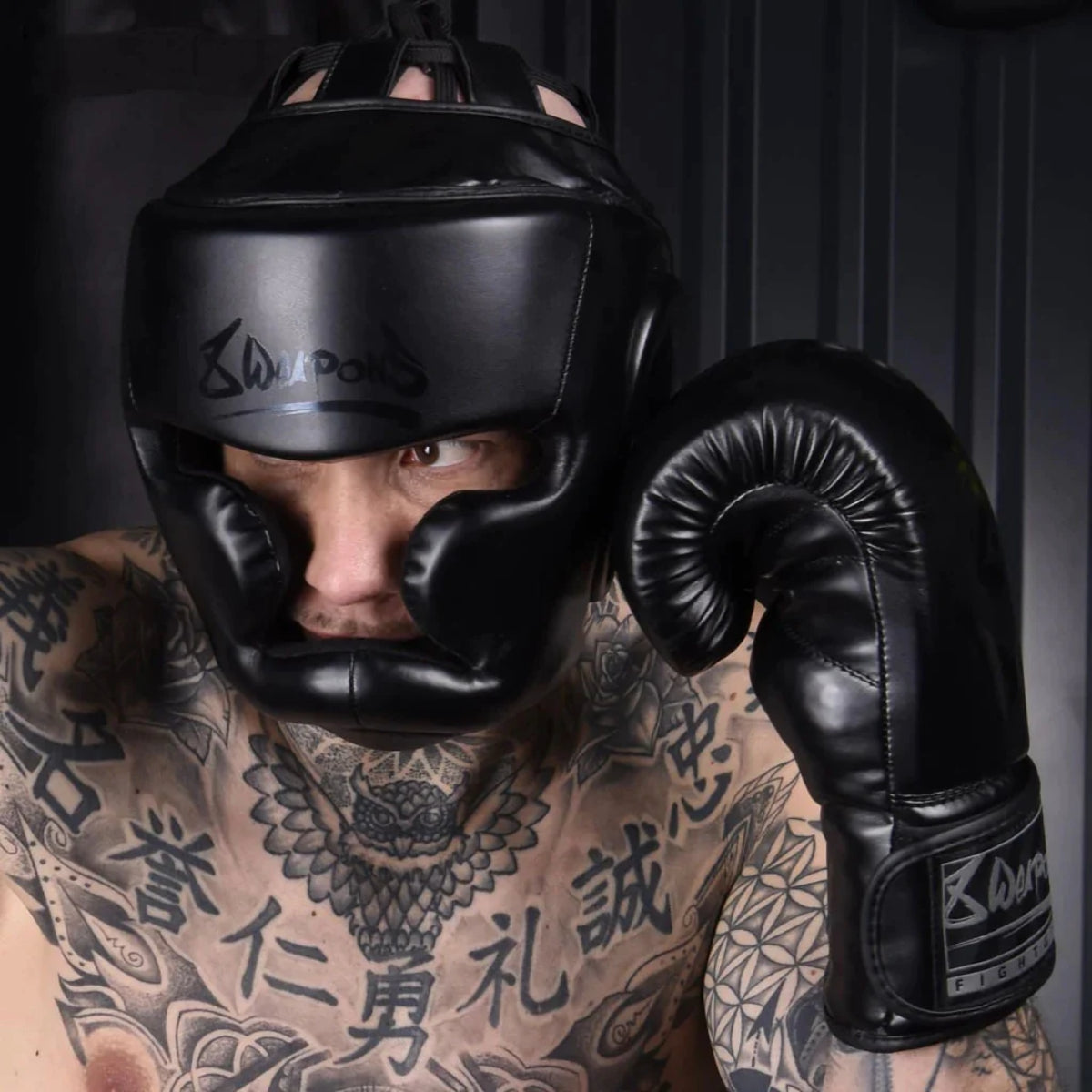 8武器無制限のヘッドガードブラック/ブラック