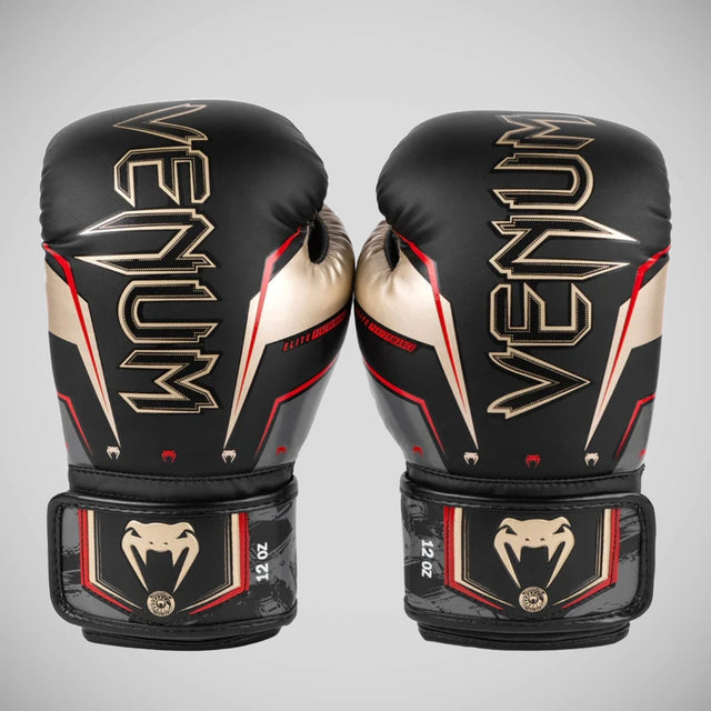 Venum Elite Evo Boxing Gloves Black/Gold/Red