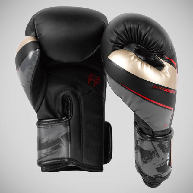 Venum Elite Evo Boxing Gloves Black/Gold/Red