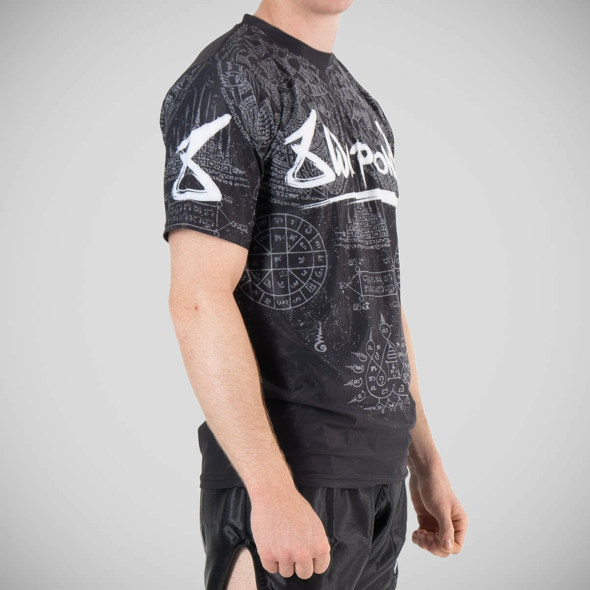 8 όπλα hanuman yant λειτουργικό μπλουζάκι μαύρο/γκρι