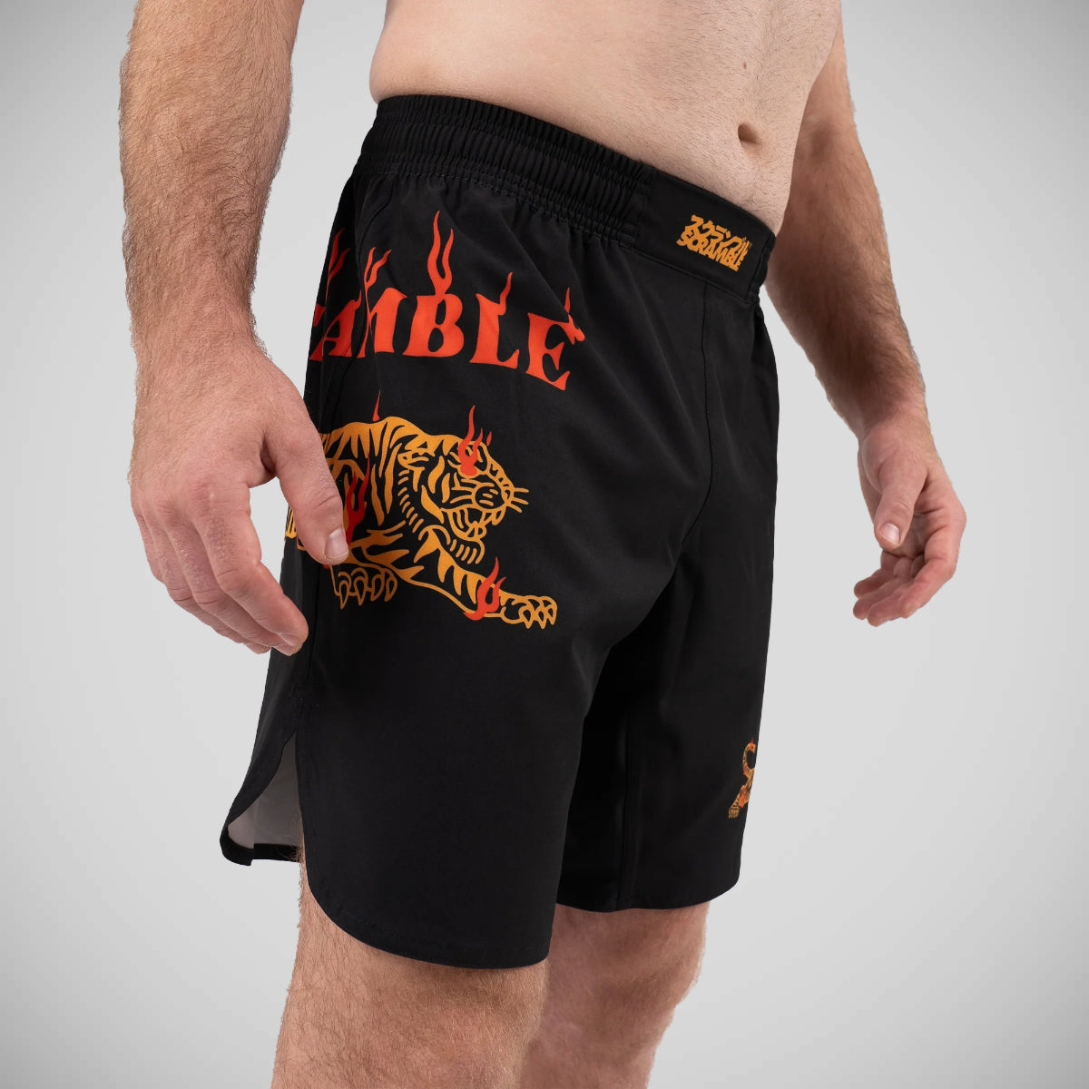 Black/Orange Scramble Burning Tiger Grappling Shorts