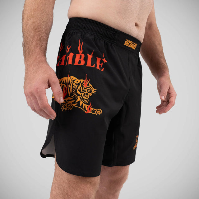 Scramble Burning Tiger Grappling Shorts Black/Orange