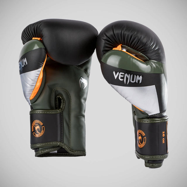 Venum Elite Boxing Gloves Black/Silver/Khaki