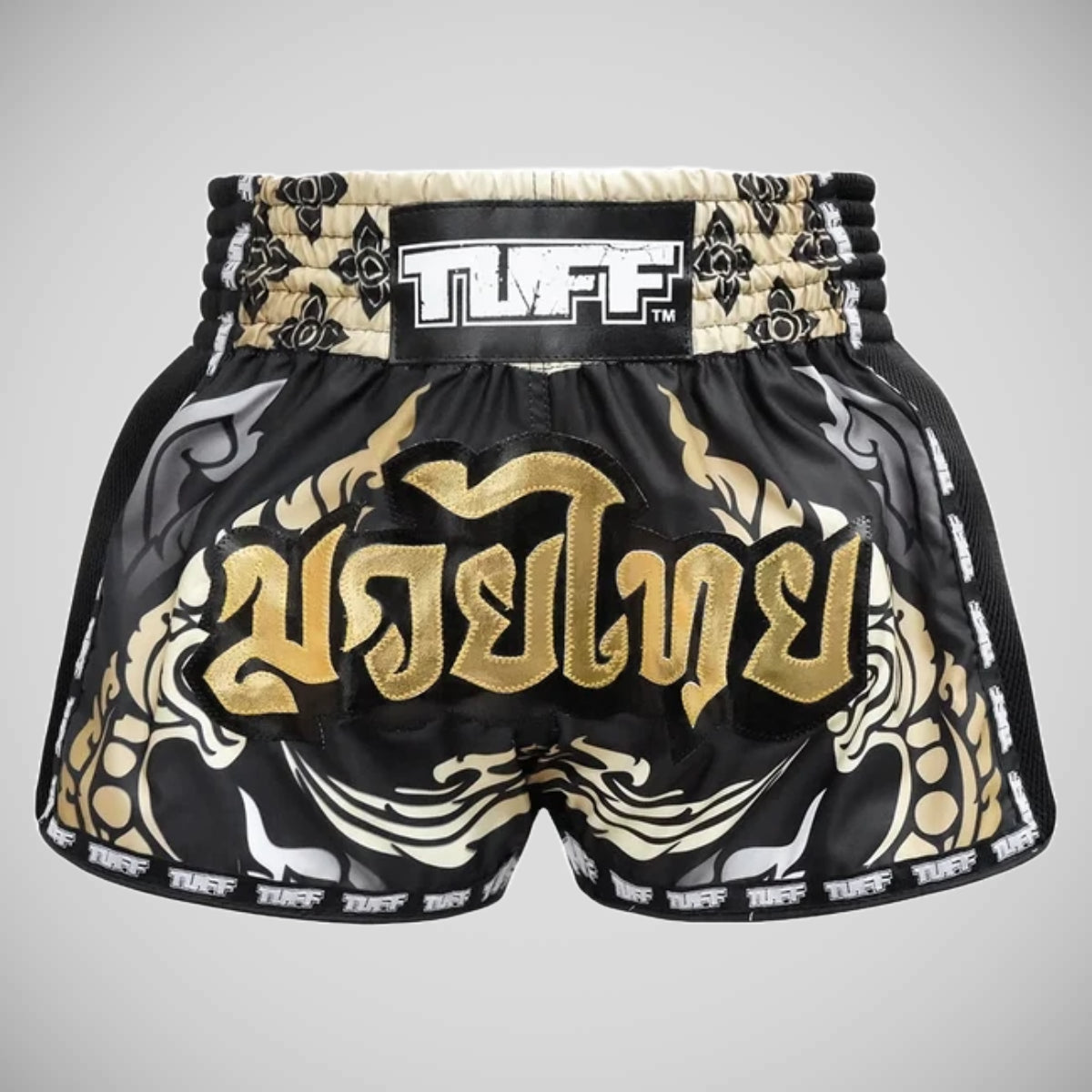 TUFF Sport MRS201 Retro Style Thai King Of Naga Muay Thai Szorty Czarne