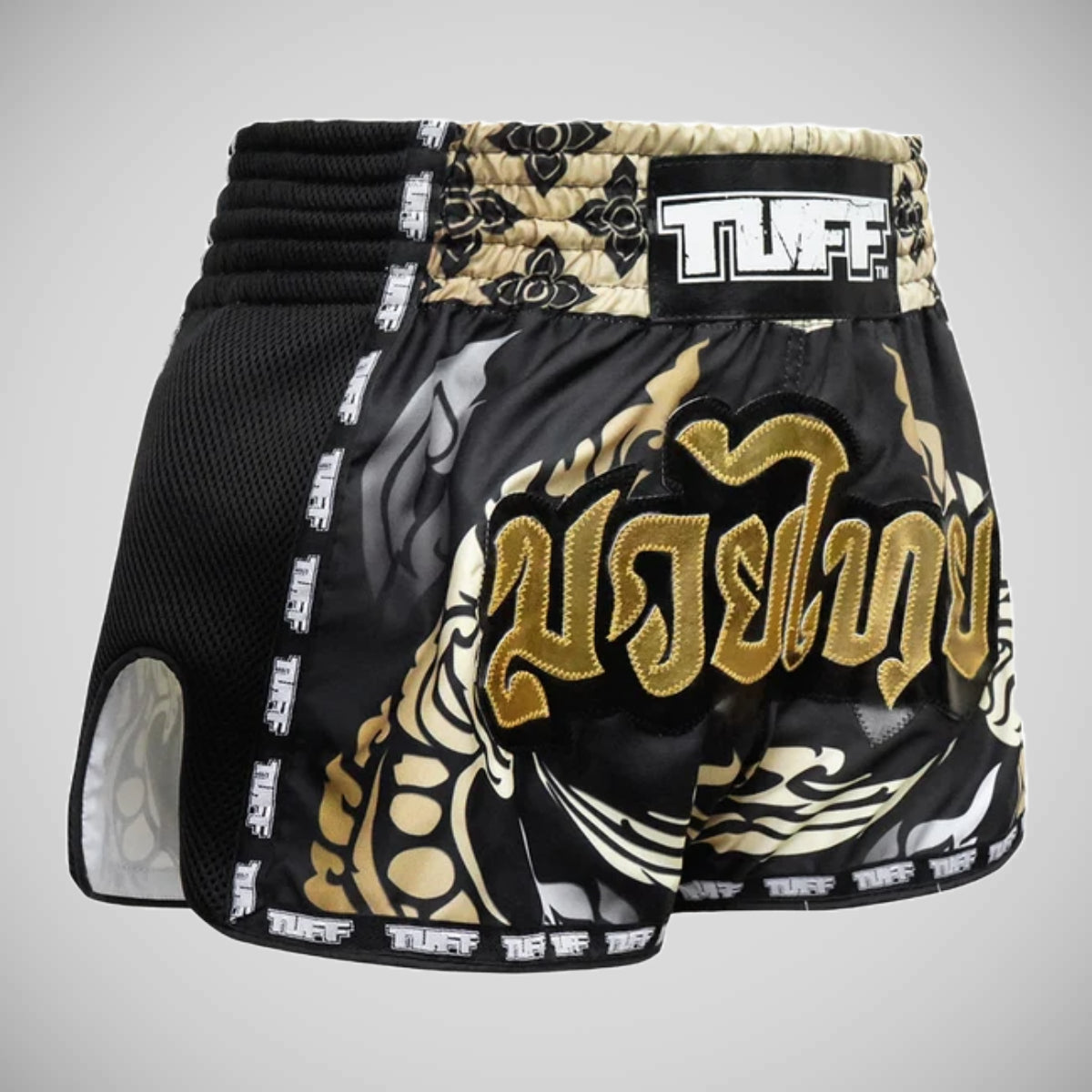 TUFF Sport MRS201 Retro Style Thai King Of Naga Muay Thai Szorty Czarne