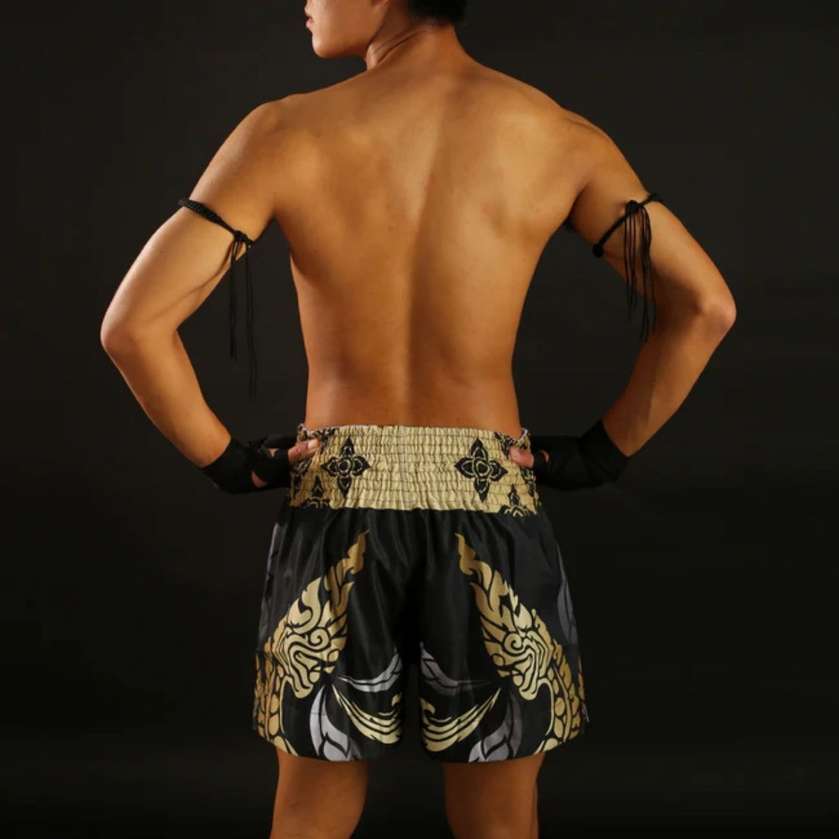 Tuff Sport MS631 Thai Rei de Naga Muay Thai Shorts Black