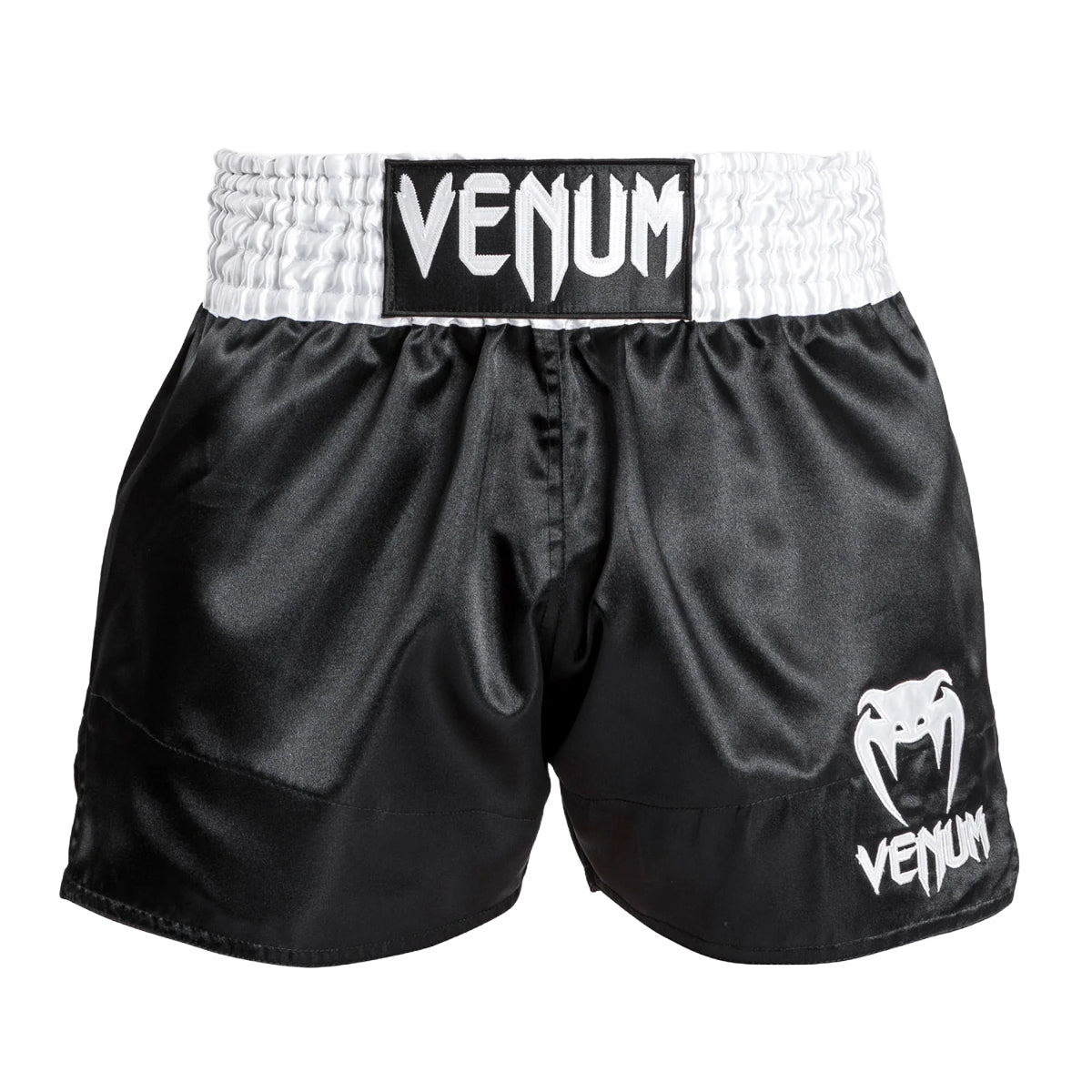 Venum Pantalones cortos clásicos de muay tailandés negro/blanco/blanco
