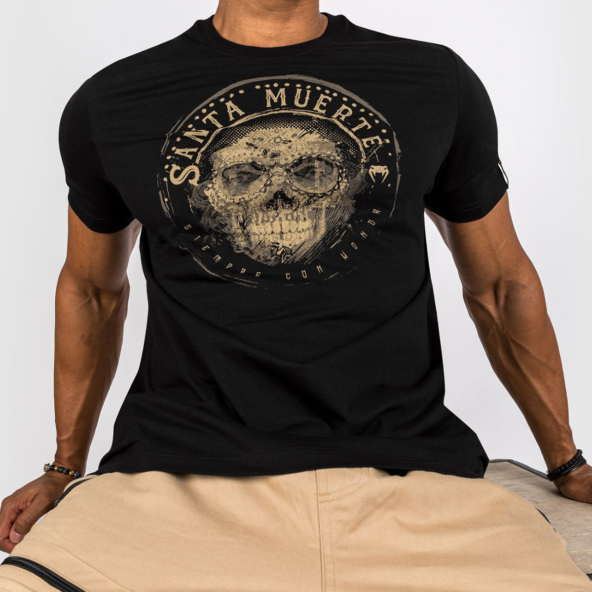 Venum Santa Muerte Tricou lateral întunecat negru/maro