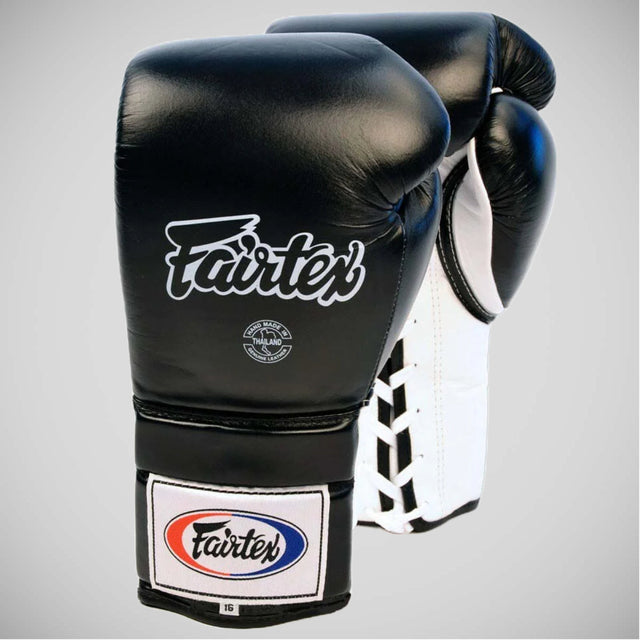 Fairtex BGL3 Lace-Up Boxing Gloves Black
