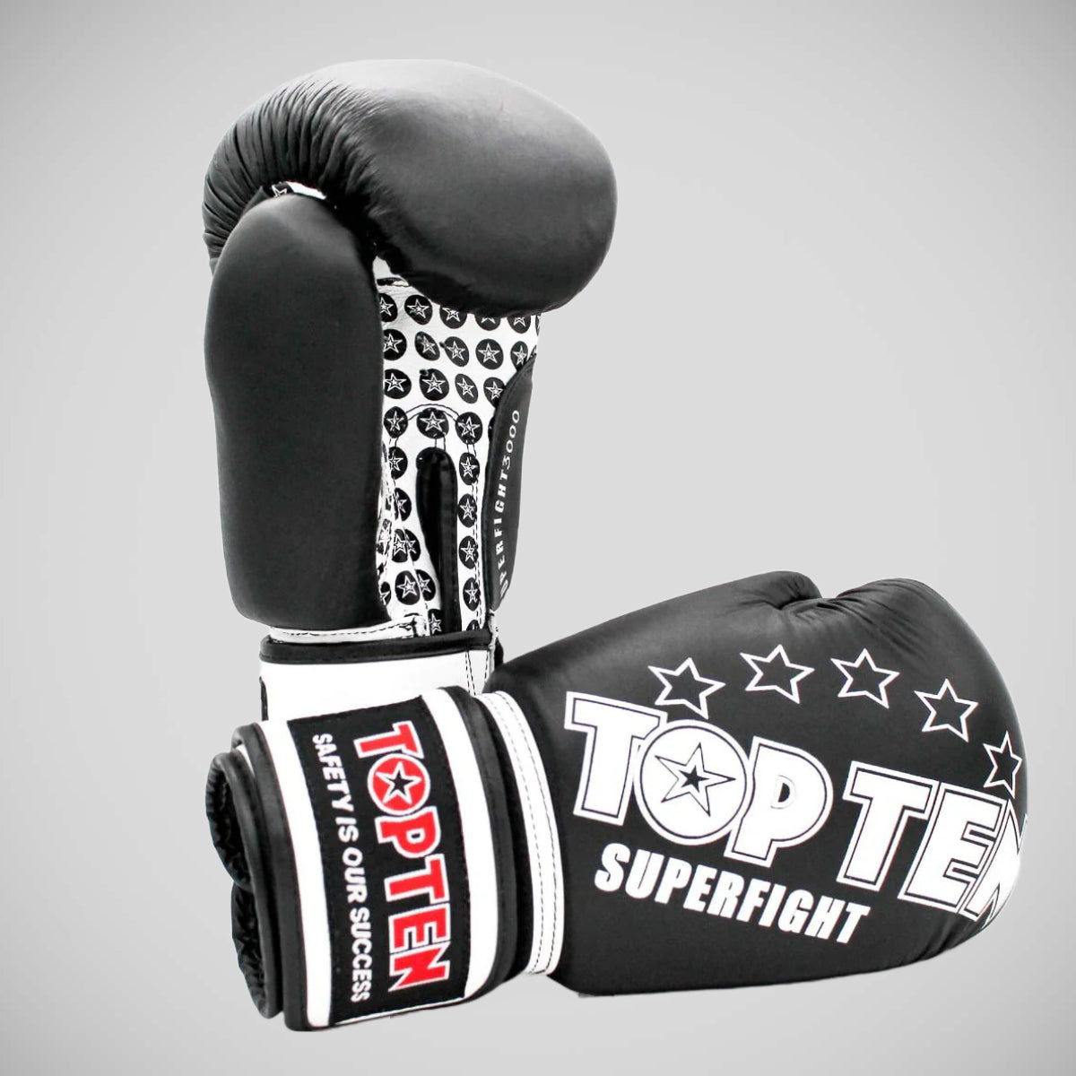 Black Top Ten Superfight Boxing Gloves from Made4Fighters