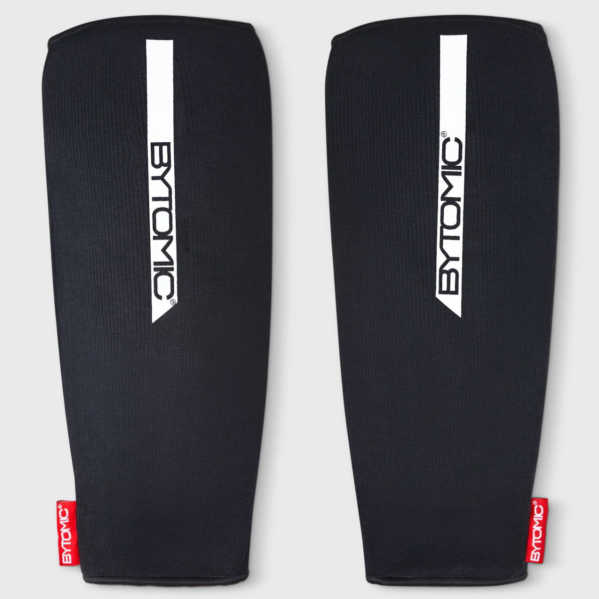 Black/White Bytomic Red Label Elasticated Shin Guards from Made4Fighters
