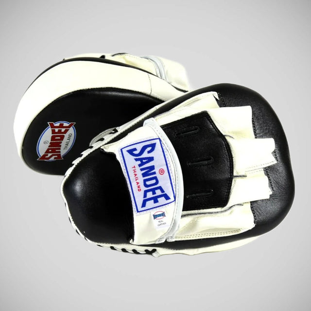 Sandee Curved Leather Focus Mitts Black/White