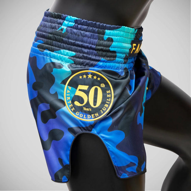 Fairtex BS1916 Golden Jubilee Luster Muay Thai Shorts Blue
