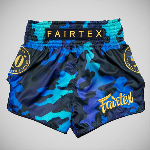 Fairtex BS1916 Golden Jubilee Luster Muay Thai Shorts Blue