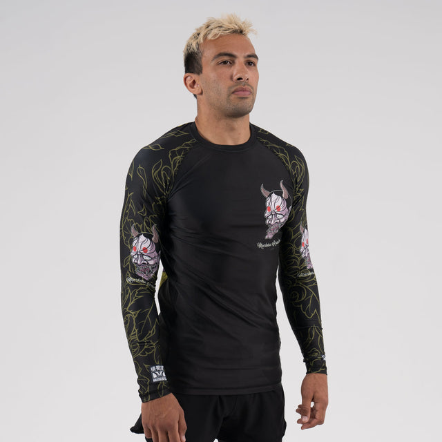 Meerkatsu The Laughing Hannya Long Sleeve Rash Guard Blue/Orange