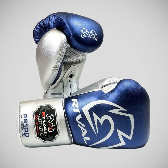 Rival RS100 Professional Sparring Gloves Blue/Silver