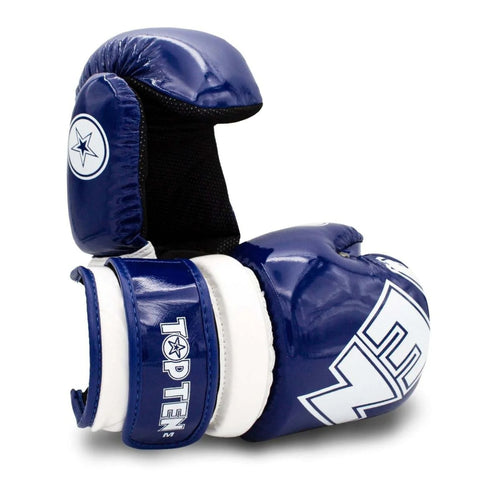 Blue/White Top Ten Glossy Block Pointfighter Gloves