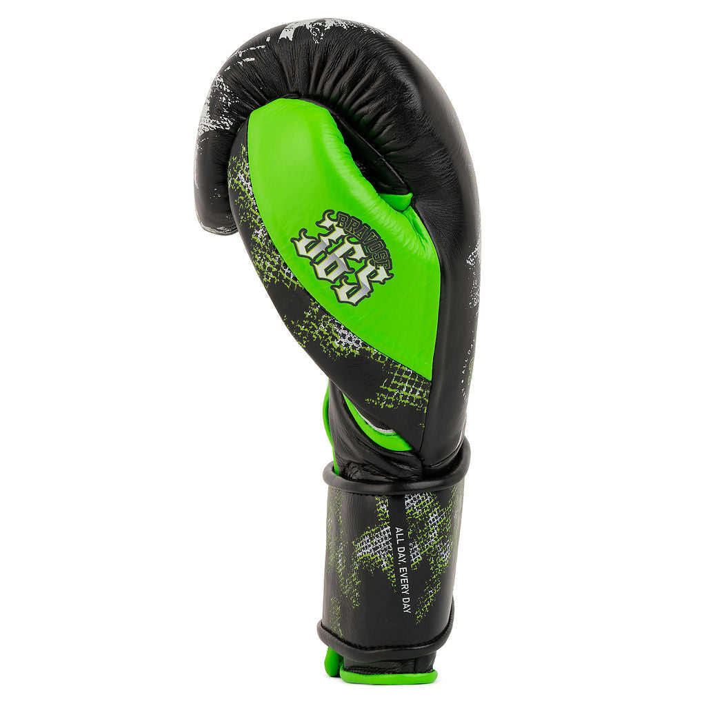 Bravose Limited Edition 16oz Velcro Boxing Gloves Black & Green