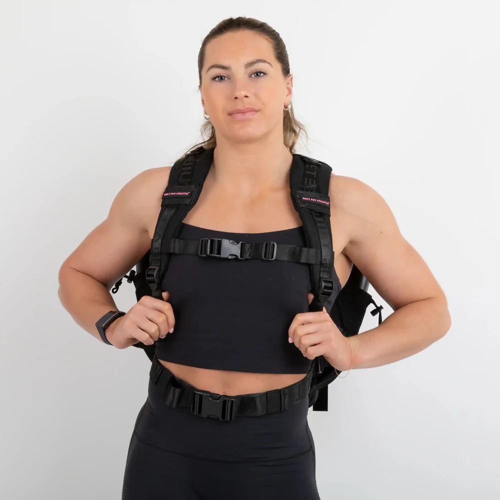 Gebaut für Athleten kleiner Fitnessstudio -Rucksack schwarz/rosa