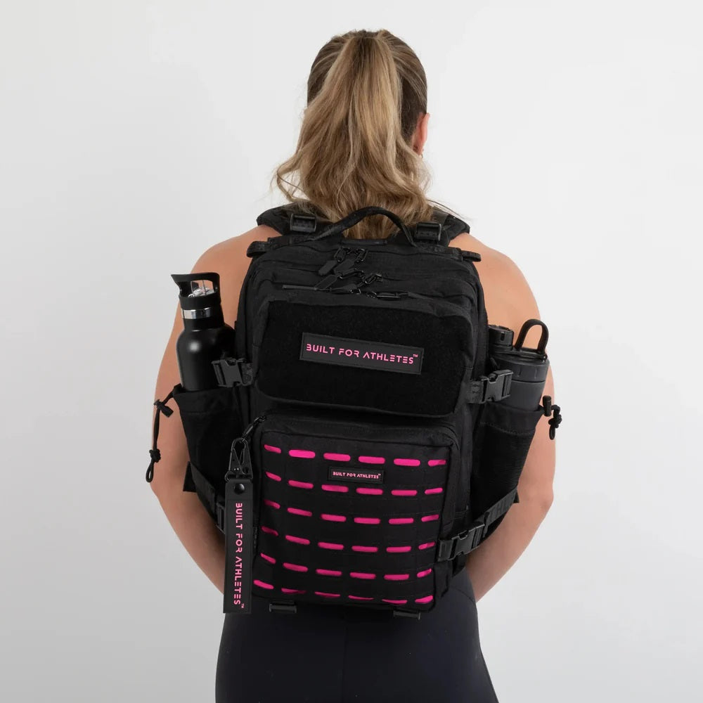 Gebaut für Athleten kleiner Fitnessstudio -Rucksack schwarz/rosa