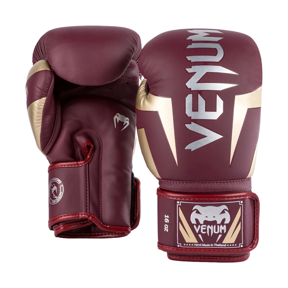 Luvas de boxe de elite de venum bordô/ouro