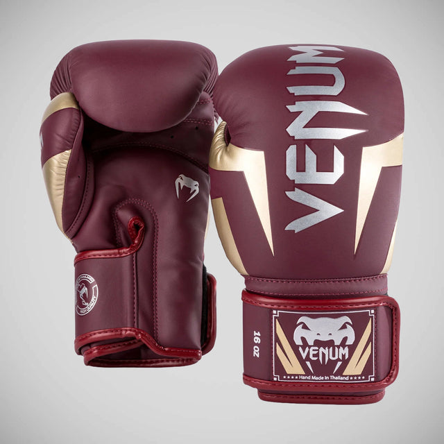 Venum Elite Boxing Gloves Burgundy/Gold