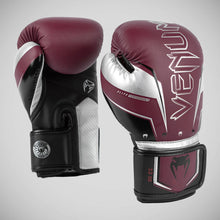 Burgundy/Silver Venum Elite Evo Boxing Gloves