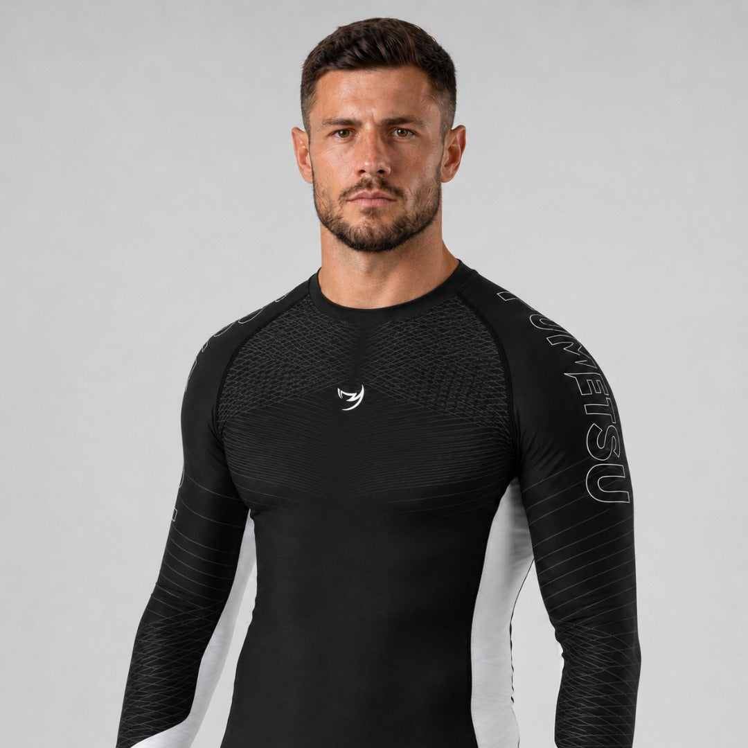 Fumetsu Competitor MK2 Long Sleeve Rash Guard Black/White Lifestyle 4