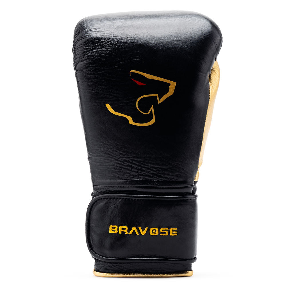 Bravose Elite Pro 2.0 Velcro Boxing Gloves Black & Gold
