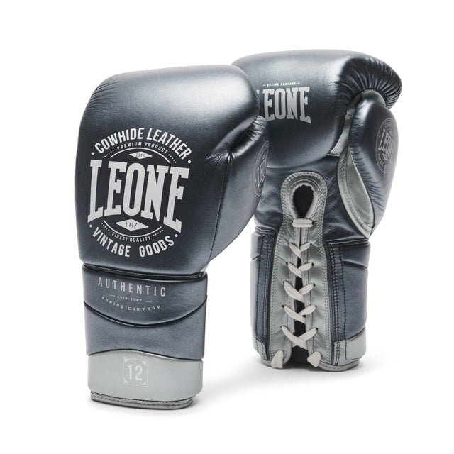 Leone Authentic 2 Lace-Up Boxing Gloves Dark Grey
