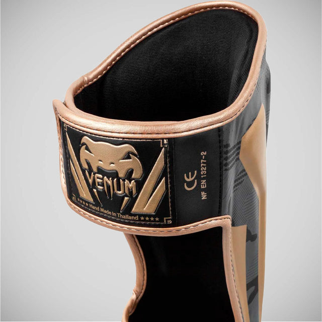 Venum Elite Shin Guards Dark Camo/Gold