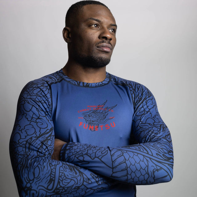 Fumetsu Dragon Slayer Long Sleeve Rash Guard Blue/Black/Red