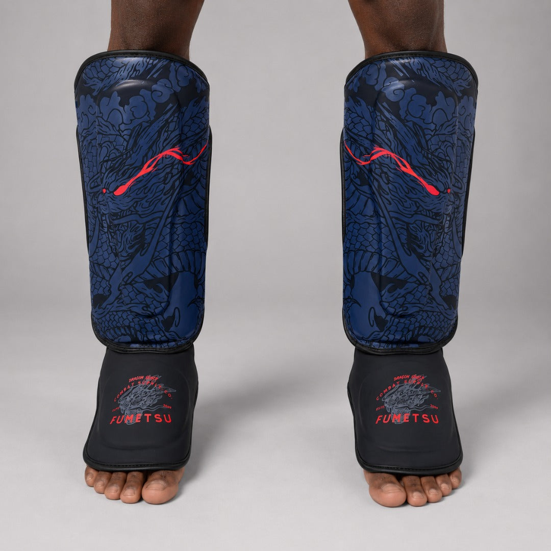 Fumetsu Dragon Slayer Shin Guards Blue/Black/Red Lifestyle 1